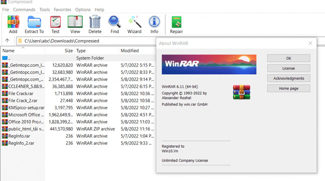 Fitur-fitur WinRAR :