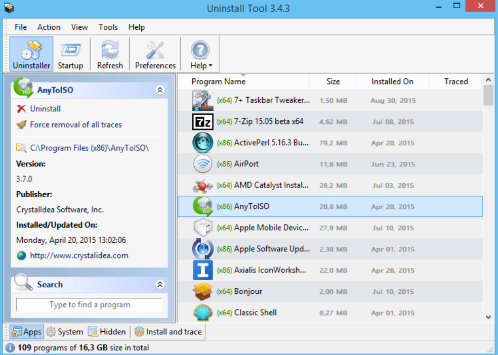 Tampilan Uninstall Tool full crack 64 bit 32 bit