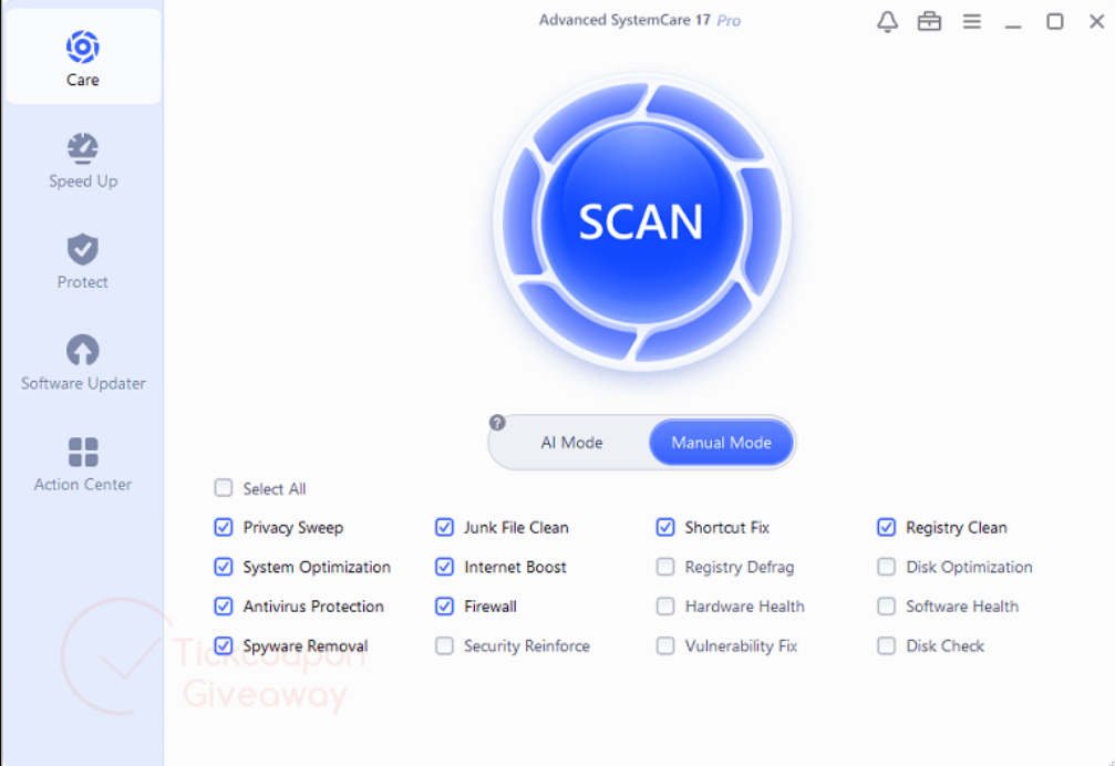 Tampilan Advanced SystemCare Pro 17 Full crack free